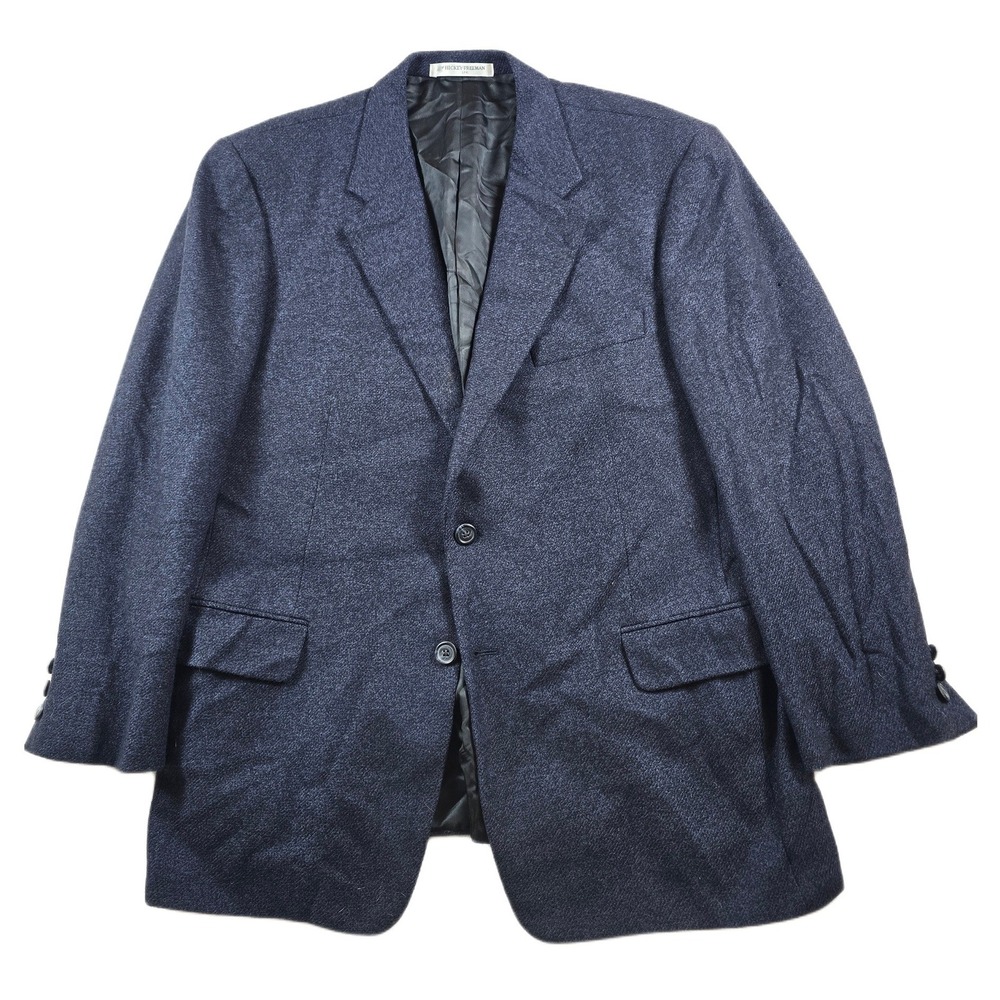 Hickey Freeman Wool Cashmere Sport Coat Mens 42S 42 Navy Blue Textured Blazer
